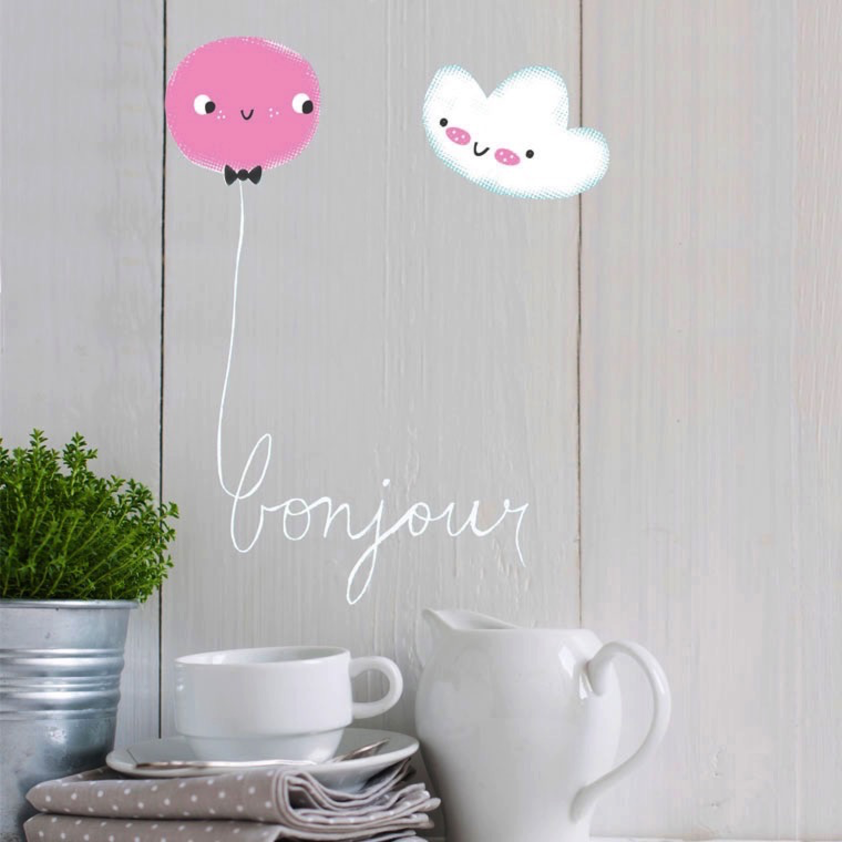 Chispum Bonjour Cloud and Balloon Wall Sticker 41X57.5CM