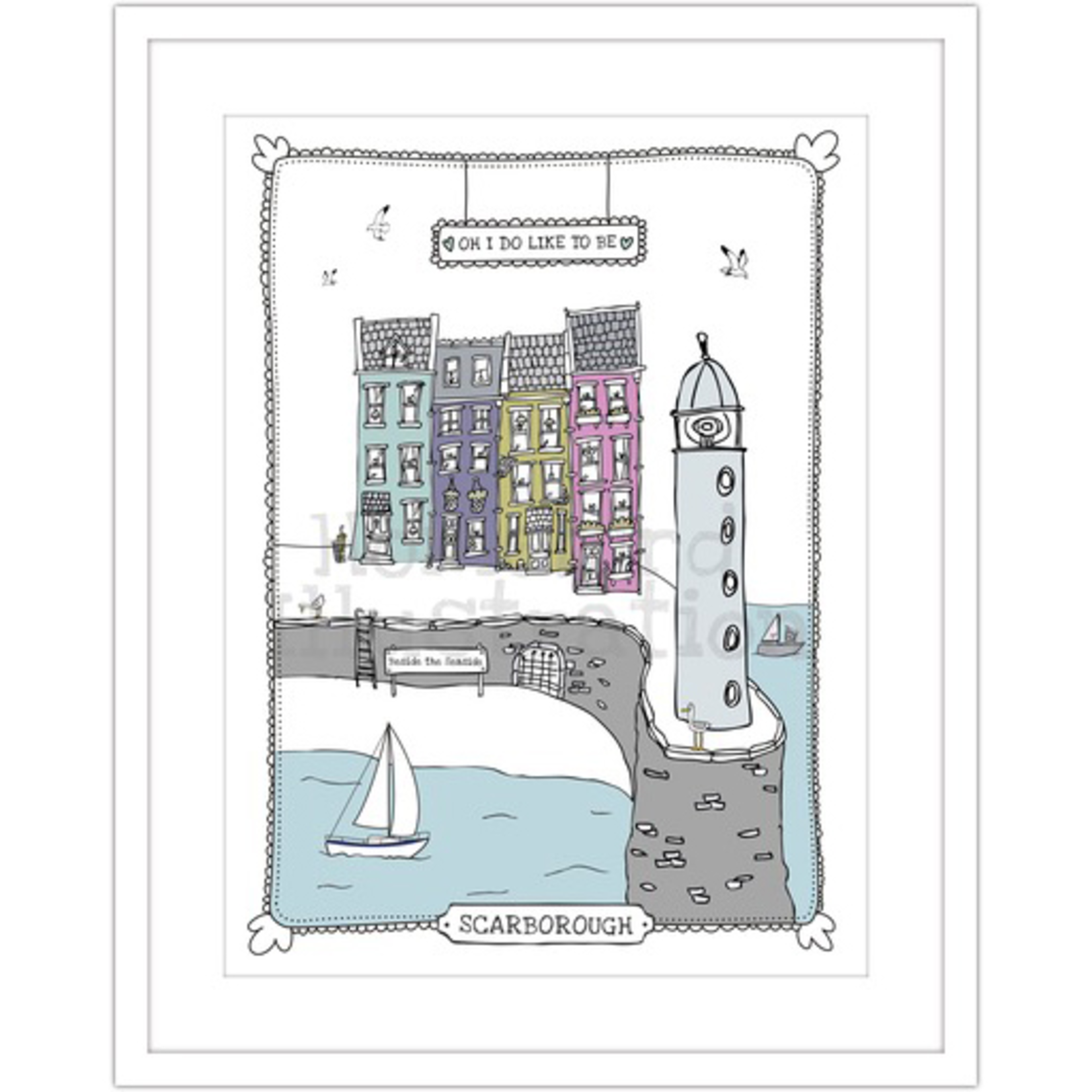 Homebird Art Oh i do like to be beside the seaside READY Lighthouse Scene Framed A3