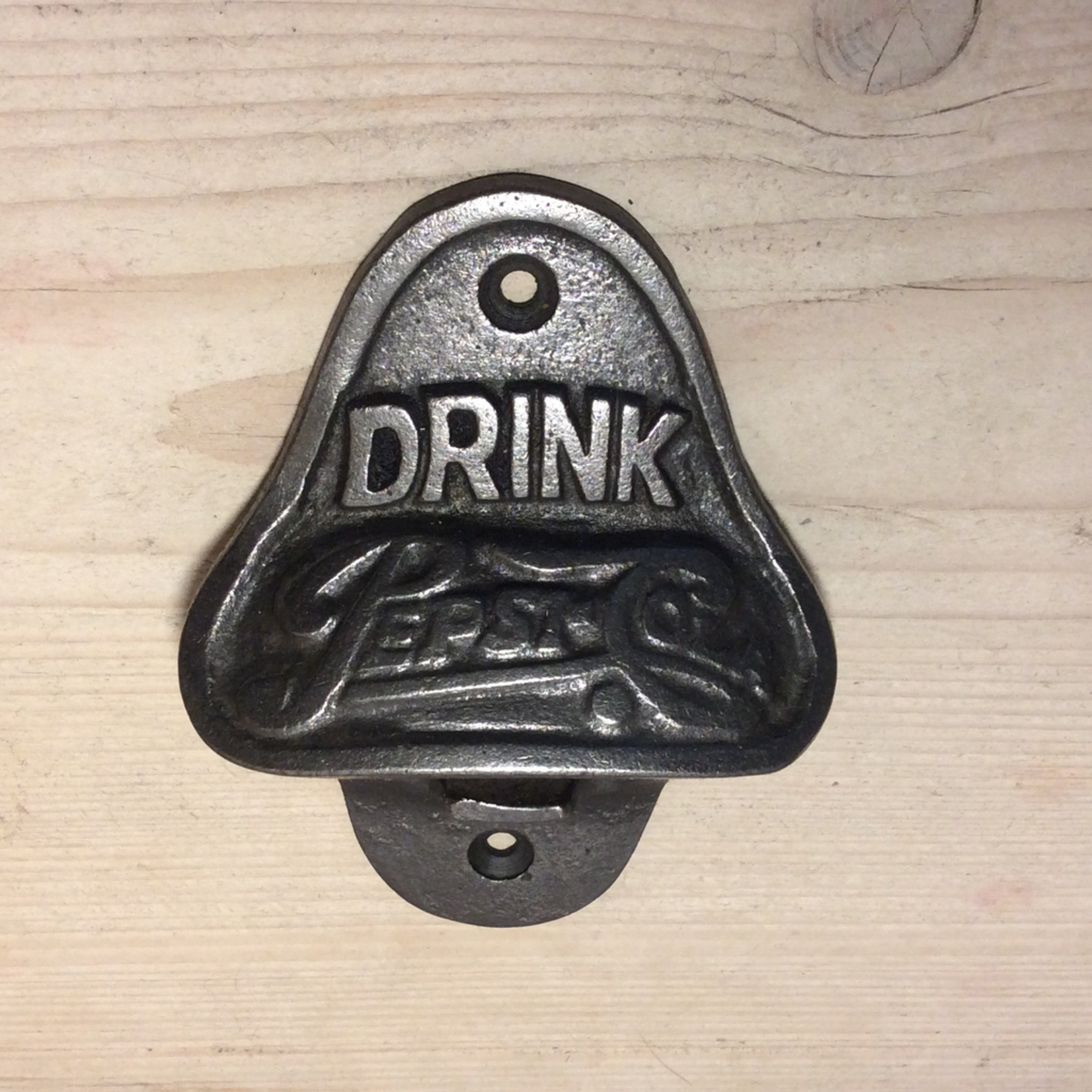 IRON RANGE DRINK PEPSI Bottle Opener Wall Mounted Cast Antique Iron