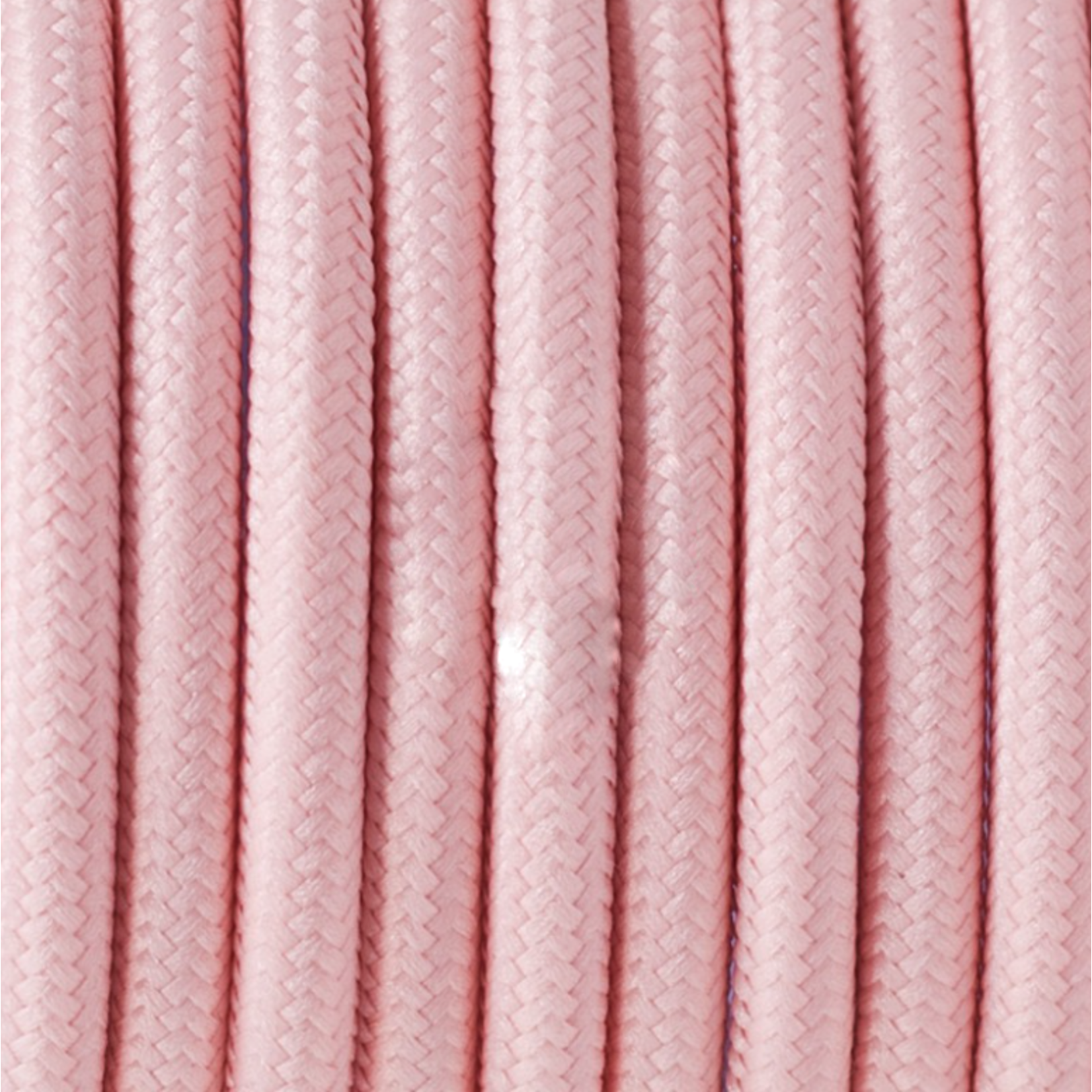CCIT Per Metre - Round Pastel Baby Pink Cotton Electric Cable 3 Core Flex: : 0.75cm diameter.