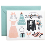 Rifle Rifle Wedding Card - Just Married Card. Wedding - Car, Suit, Cake, Dress, Champers, Bells