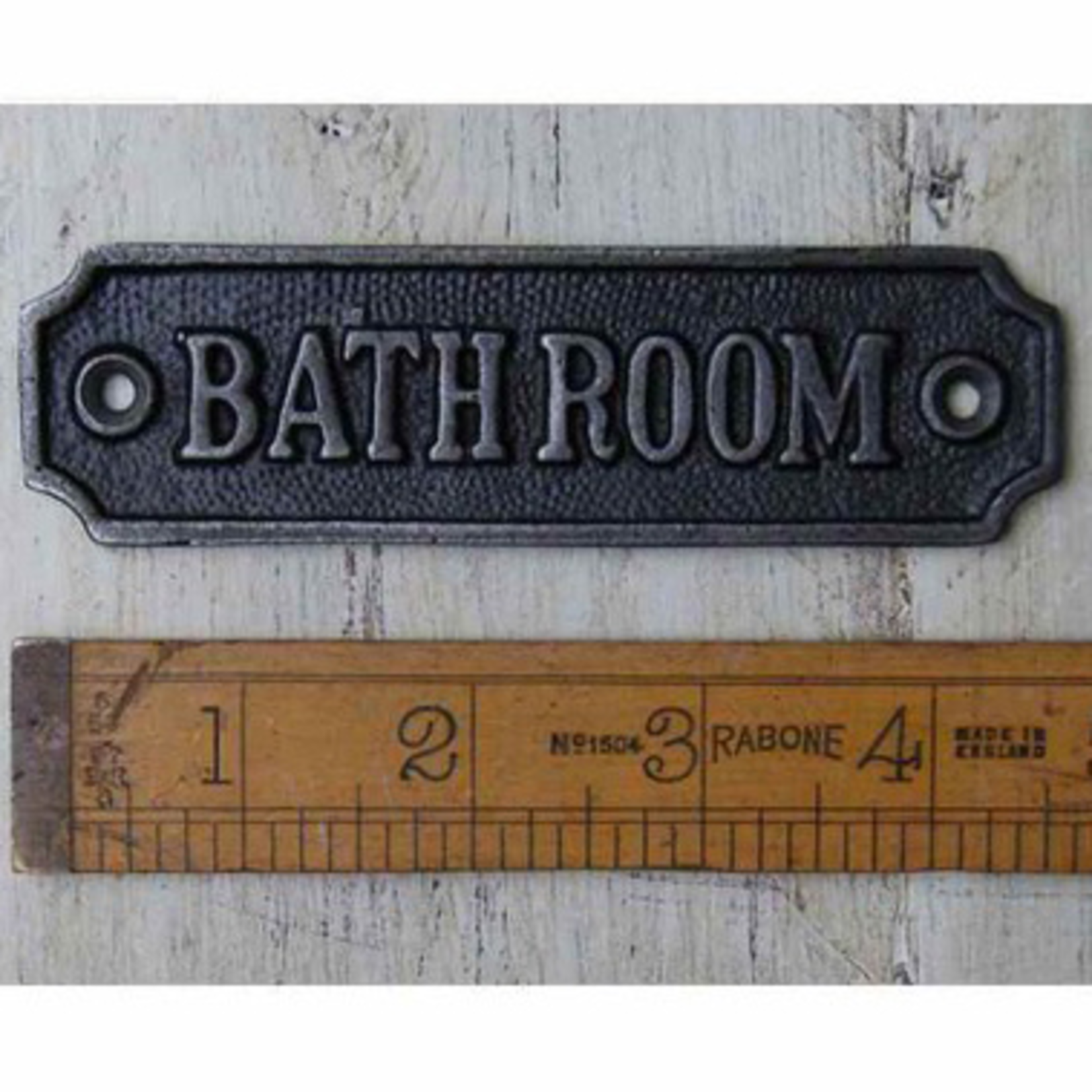 IRON RANGE Plaque 'Bathroom' Antique Cast Iron Sign 112mm x 33mm