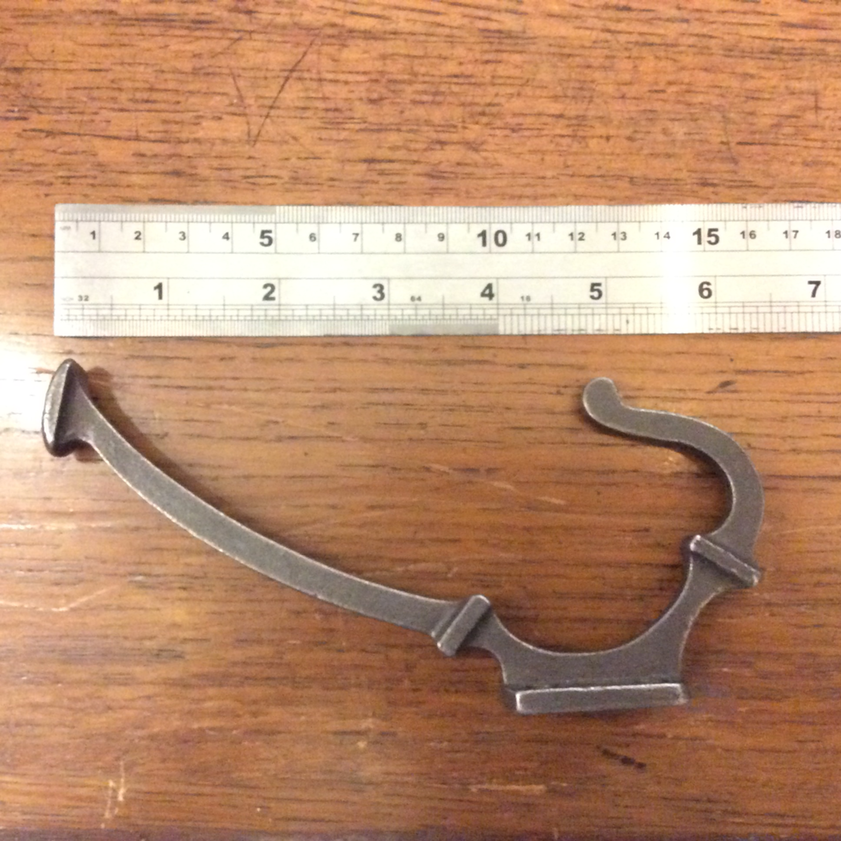 IRON RANGE Double Coat Hook - Spoon Head Cast 4 Hole back plate  Waxed Ant Iron