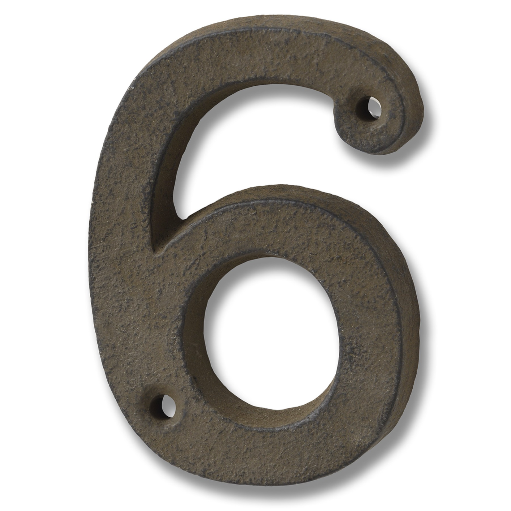 Rustic Brown Cast Iron House Number ‘6’