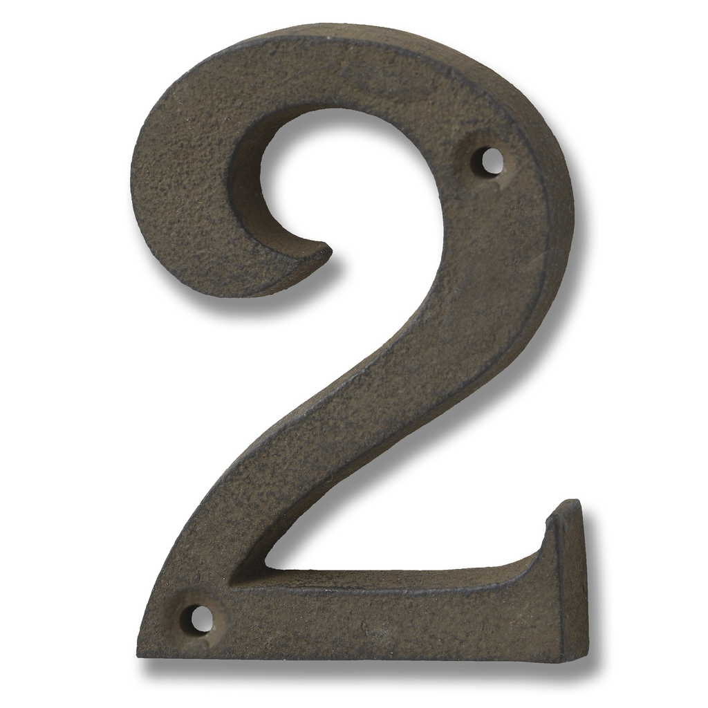 Rustic Brown Cast Iron House Number ‘2’ Homebird House