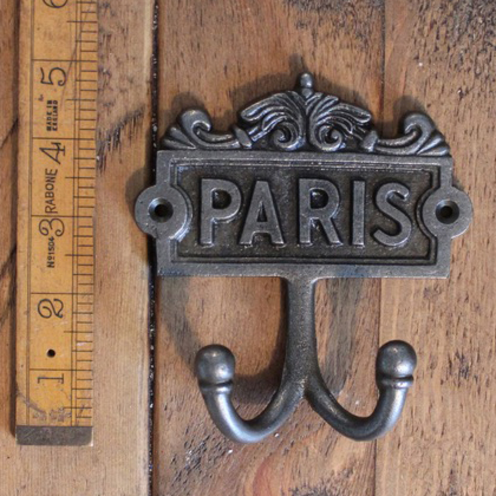 IRON RANGE Plaque Robe Hook Double PARIS Ant Iron 110mm x 130mm