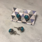 Turquoise and Sterling Silver  Stud Earrings - Large 90mm