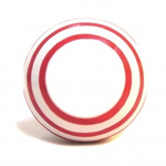 White Knob & Red Stripe Ceramic Cupboard Knob