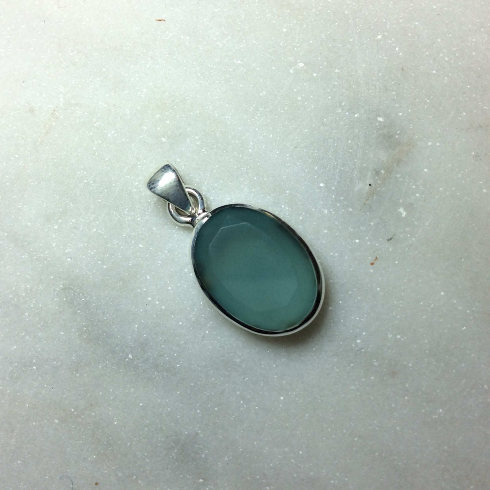 Small Oval Pendant - Aqua