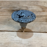 IRON RANGE Knob Oval Grey/blue Distressed Crackle Glaze Ceramic W45mm x H34mm M4 Bolt