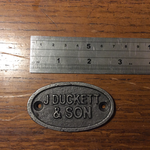 IRON RANGE Plaque Oval 'J DUCKETT & SON' Ant Iron 75mm