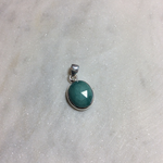 Extra Small Aqua Stone Faceted Oval Pendant
