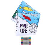 Eat Sleep Doodle Pond Life Tablecloth to Doodle  and Colour in
