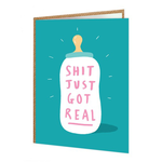 WORDY CARDS Shit Just Got Real Baby Card Perfect for a Baby Shower