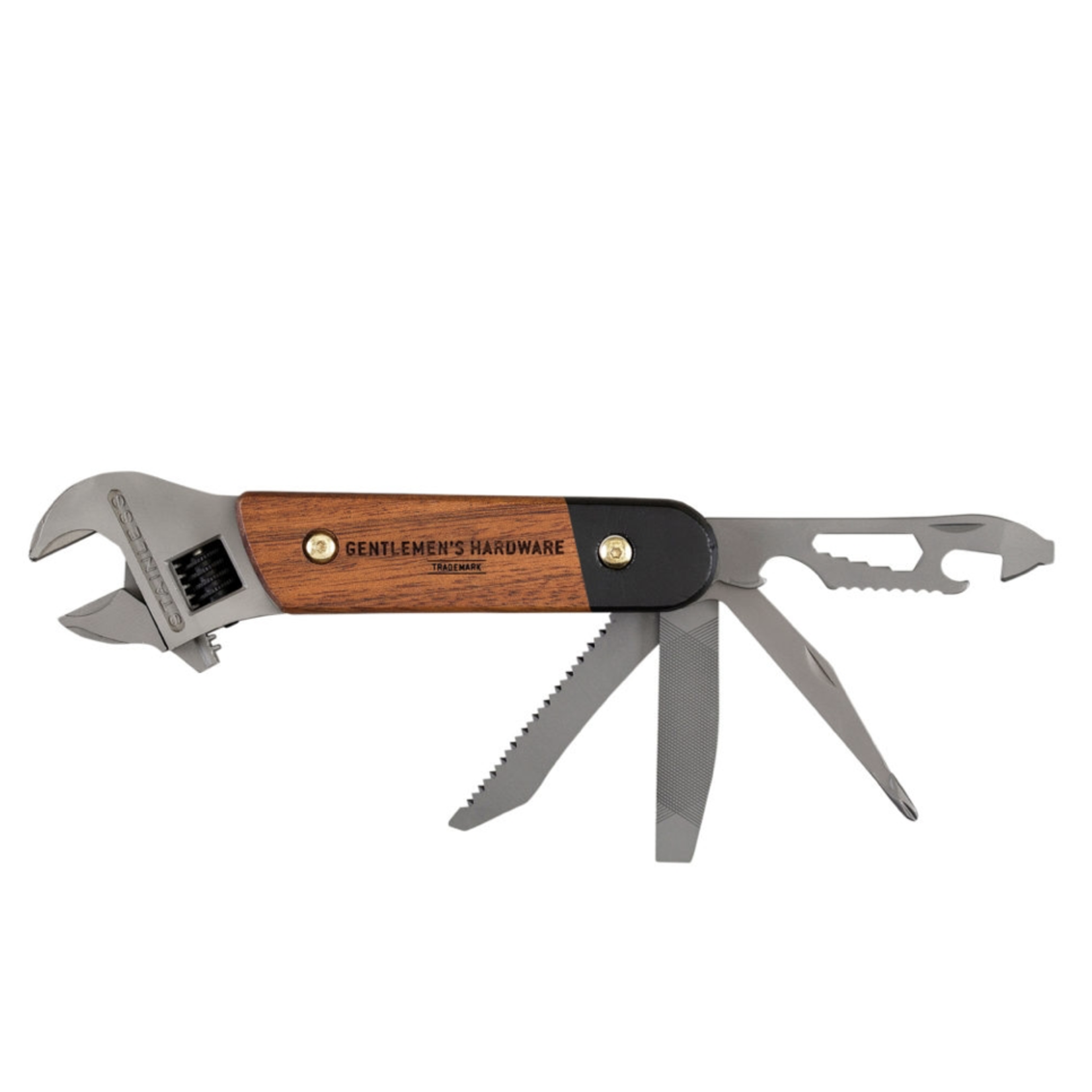 Gentlemen’s Hardware Wrench Multi Tool Wood Handles & Titanium Finish
