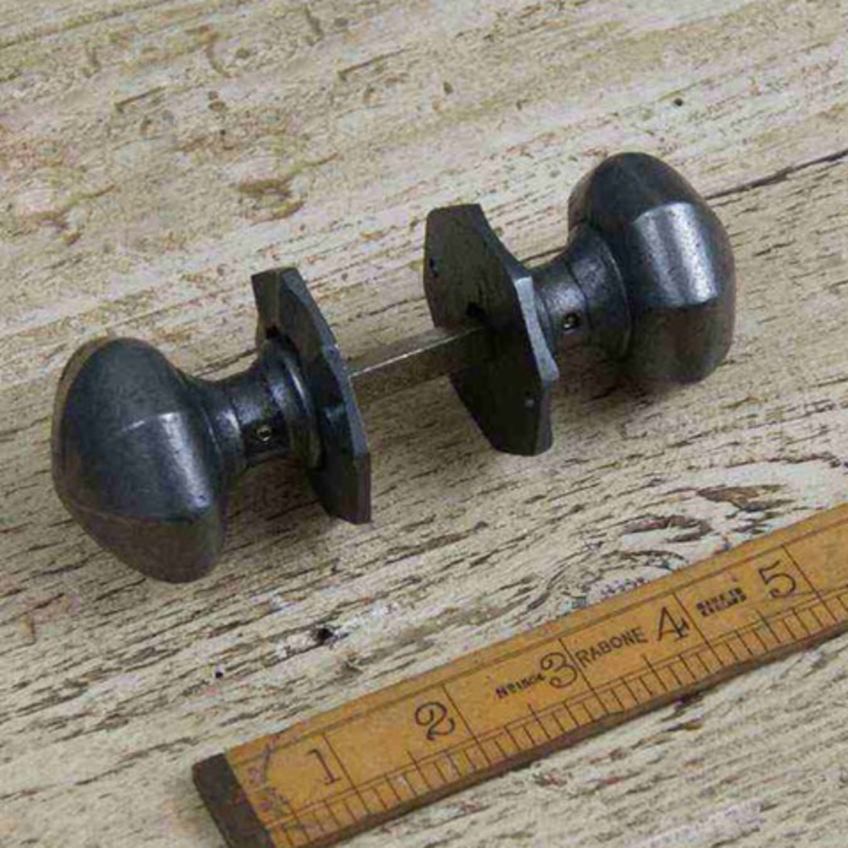 IRON RANGE Octagonal Solid Iron Door Handle Knob 53mm  + Back Plates Cast Antique Iron 53mm