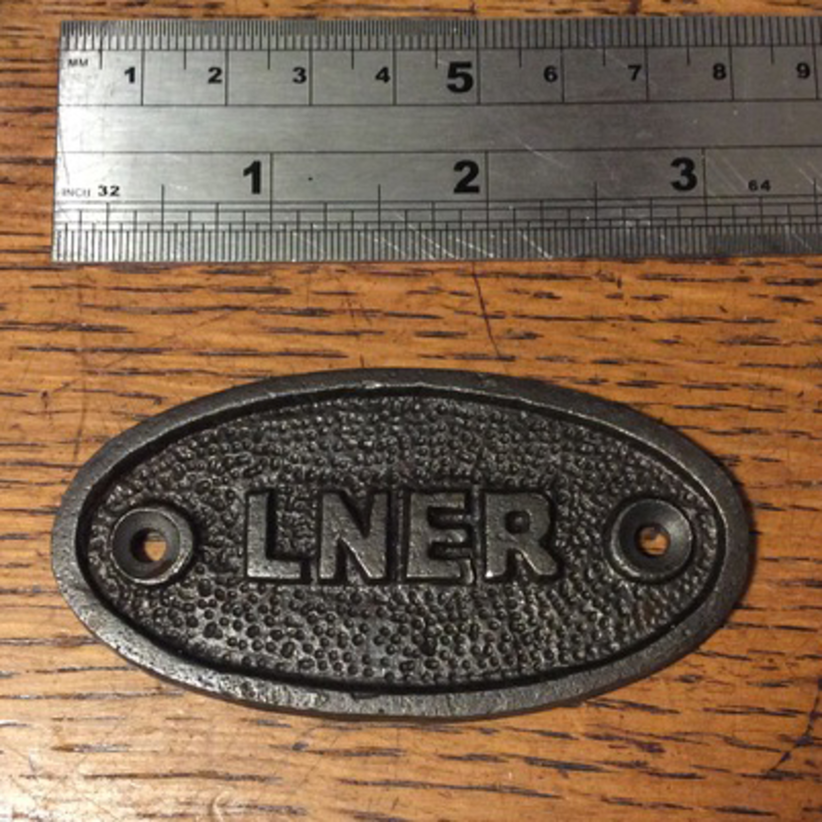 IRON RANGE LNER Oval Plaque Antique Iron 75mm x 40mm