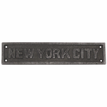 IRON RANGE Plaque NEW YORK CITY Antique Cast Iron 230mm x 50mm