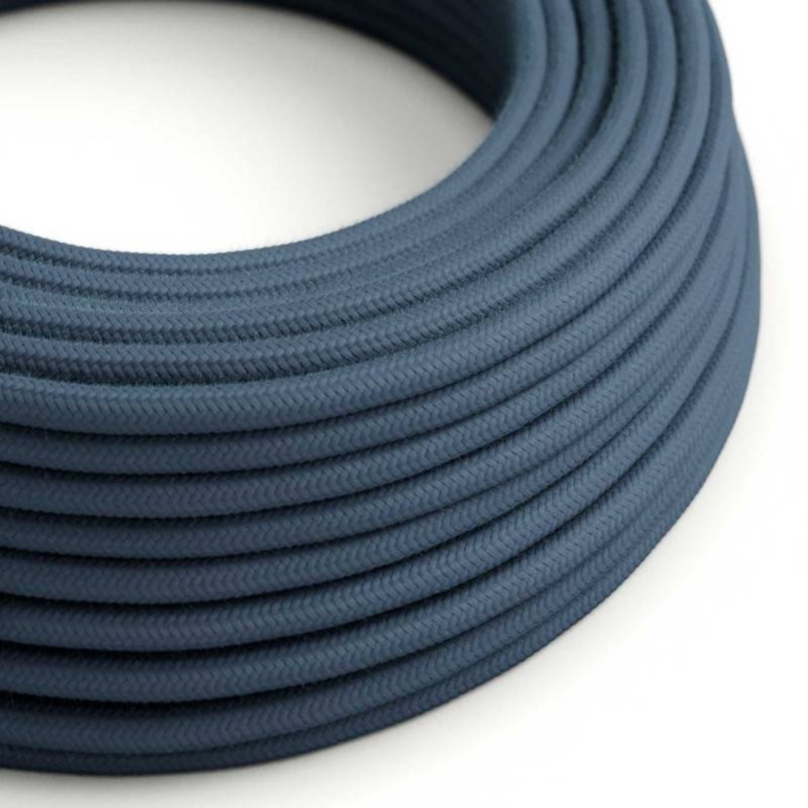 CCIT Per Metre - Round Electric Cable Flex 3 Core covered by Cotton solid colour fabric Soft Grey Blue