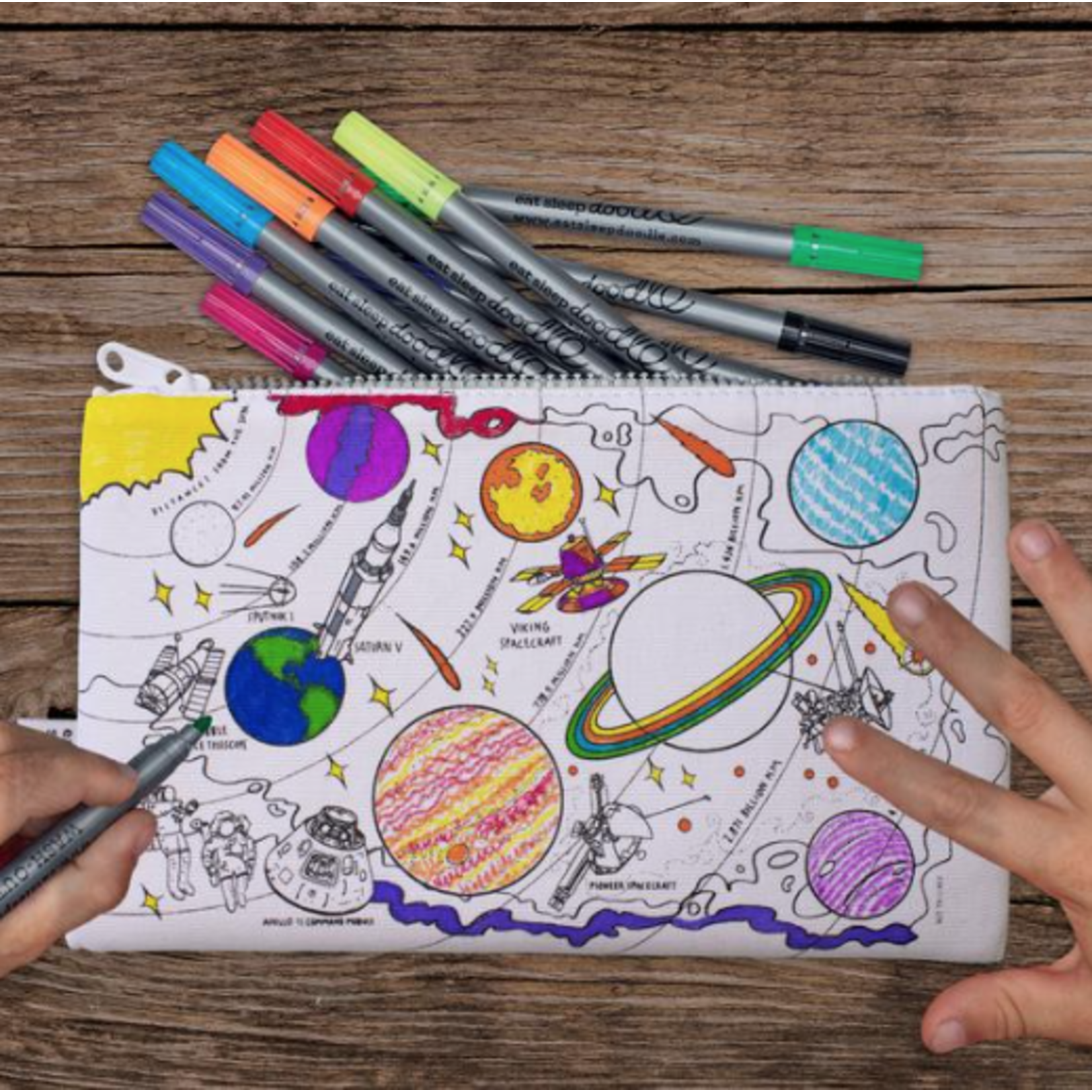 Eat Sleep Doodle Space Explore Pencil case to Doodle  and Colour in