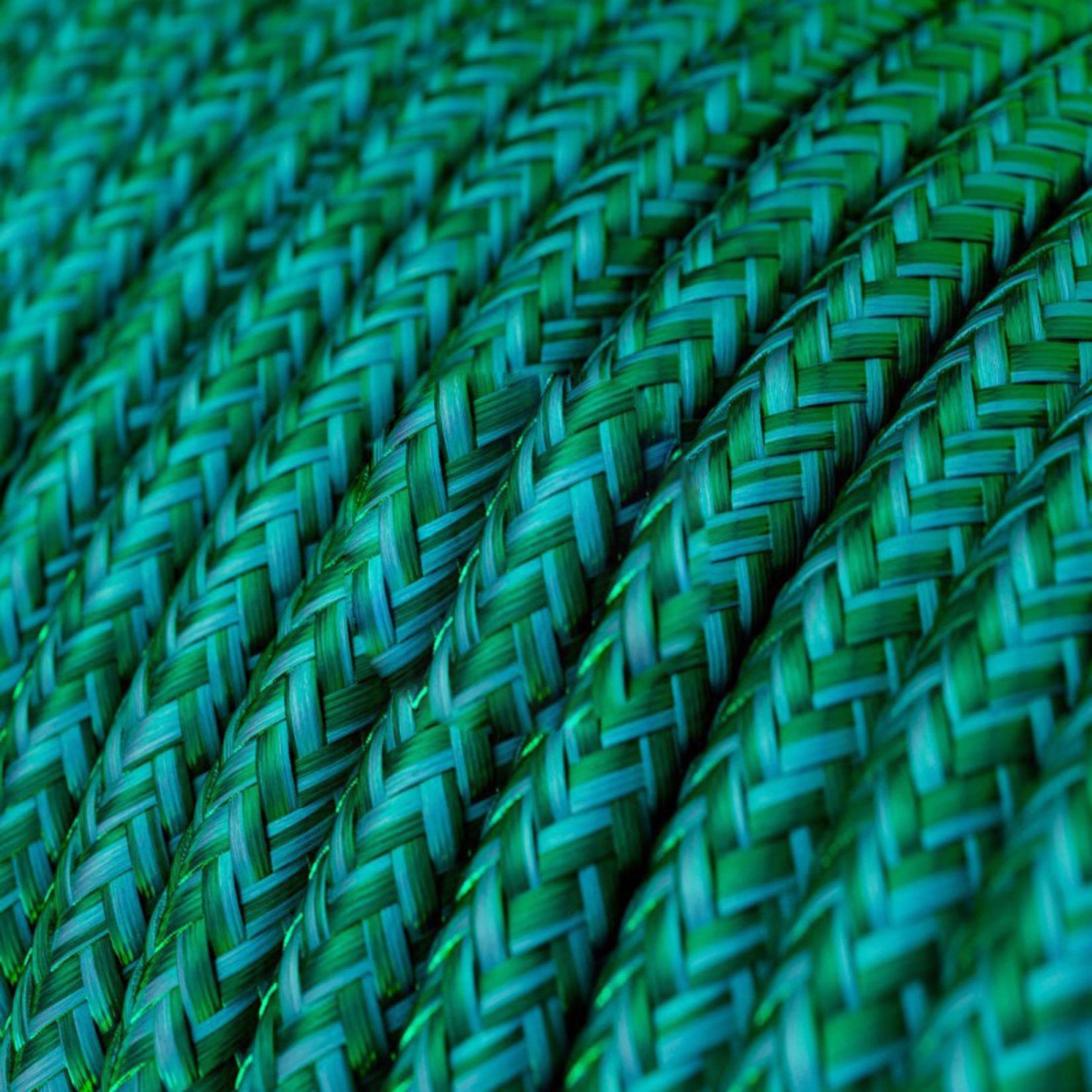 CCIT Per Metre - Round Electric Cable Flex covered in Rayon solid color fabric - Emerald TEAL Green