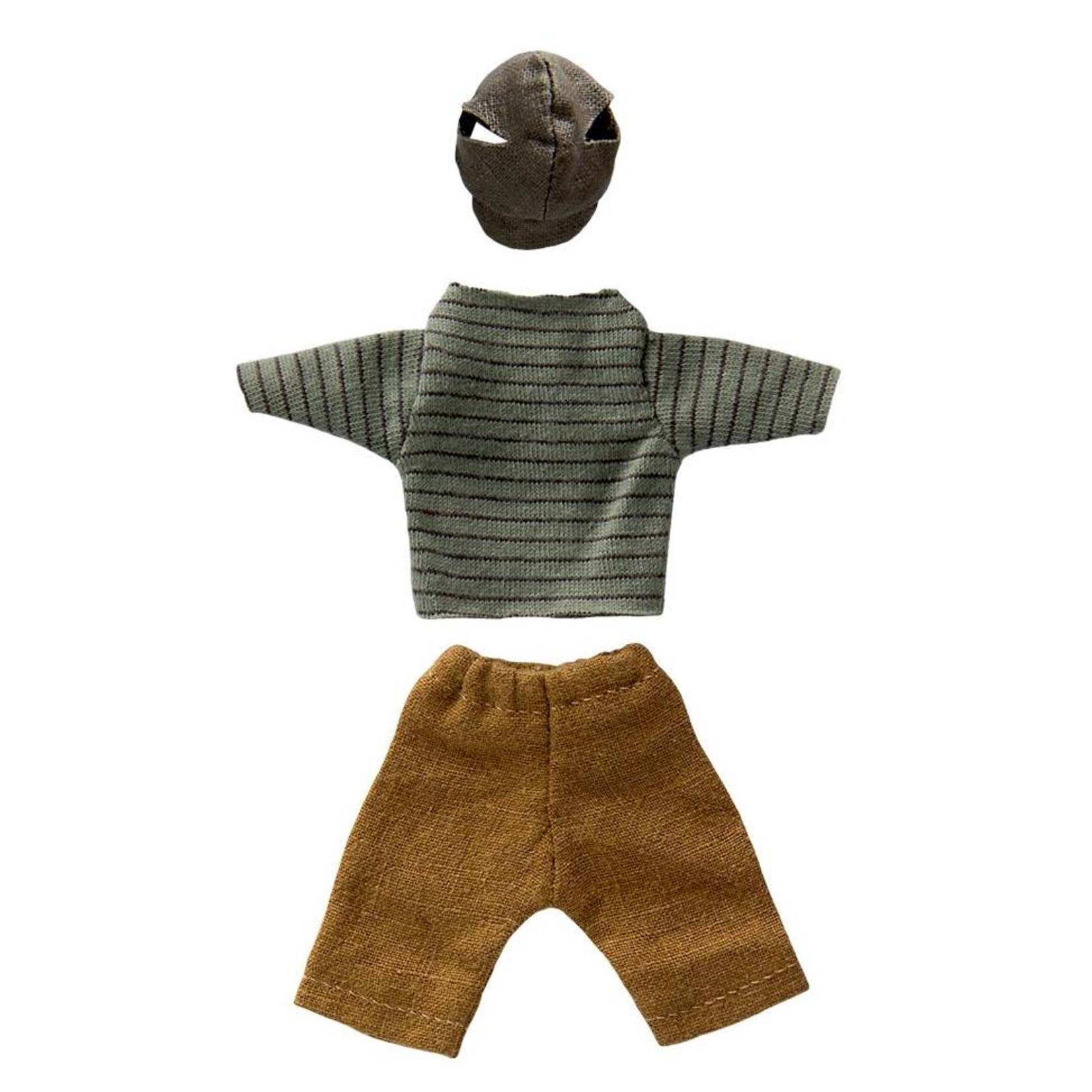 Maileg Maileg Dad CLOTHES for Mice - Green top, brown pants, hat