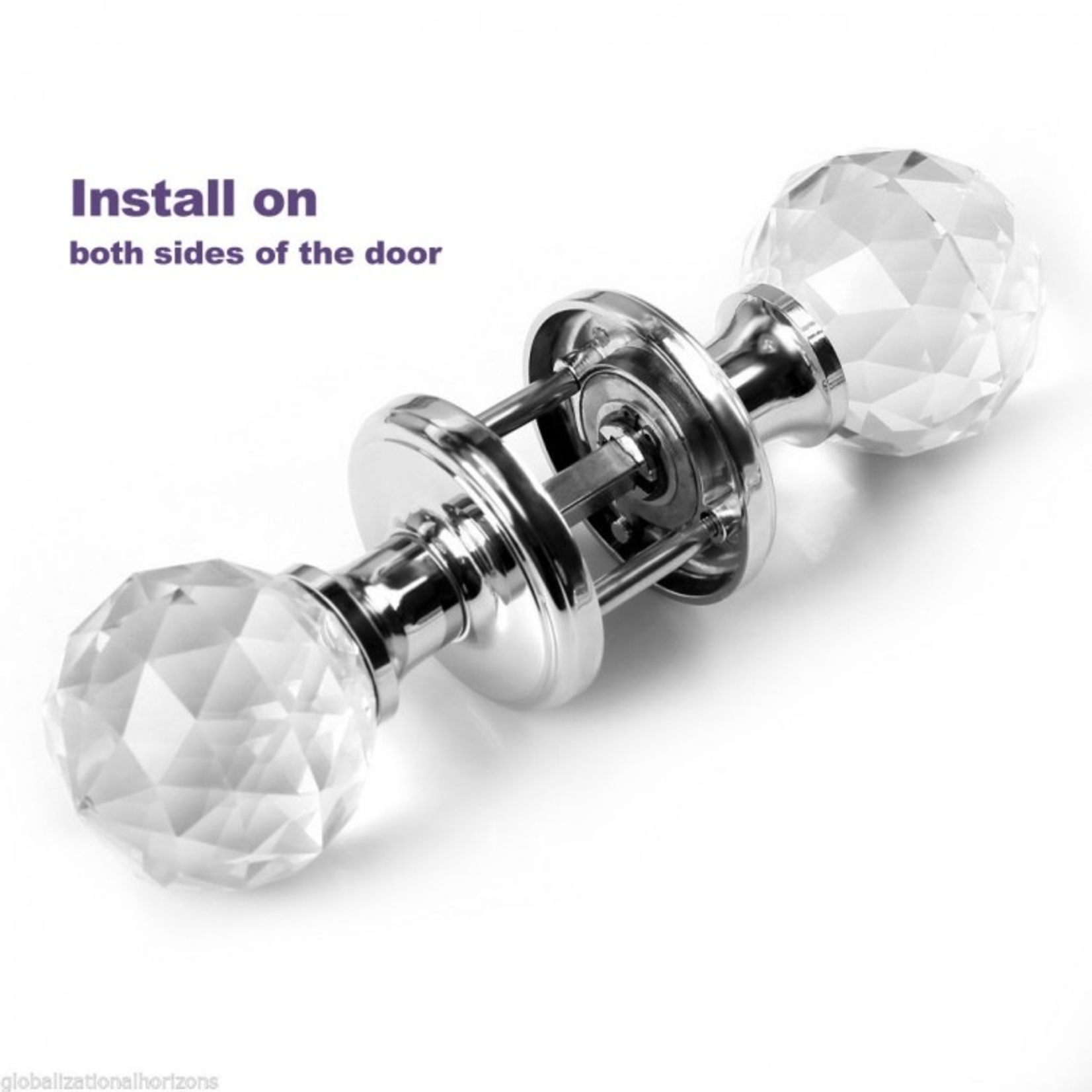 PKA Chrome Faceted Crystal (Pair) Mortice Door Knobs