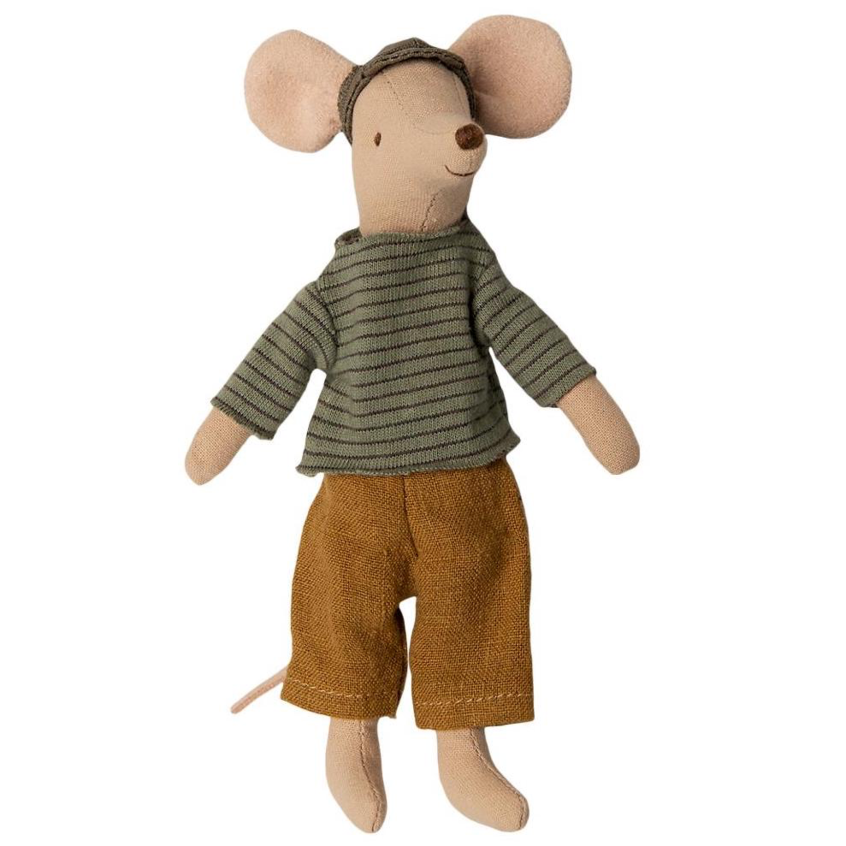 Maileg Maileg Dad Mouse - green stripe top, brown trousers, hat
