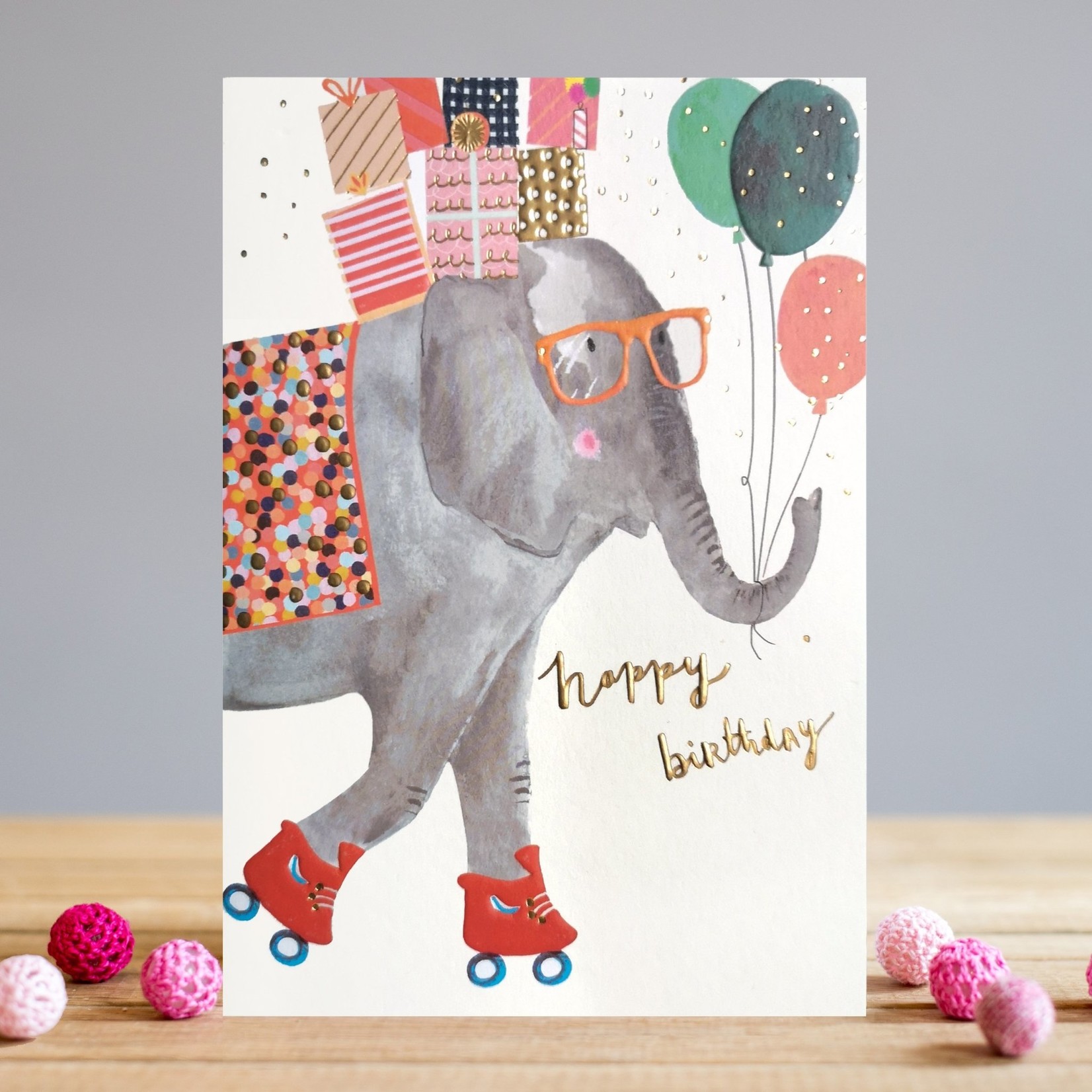 Louise Tiler Roller Skating Birthday Elephant Card