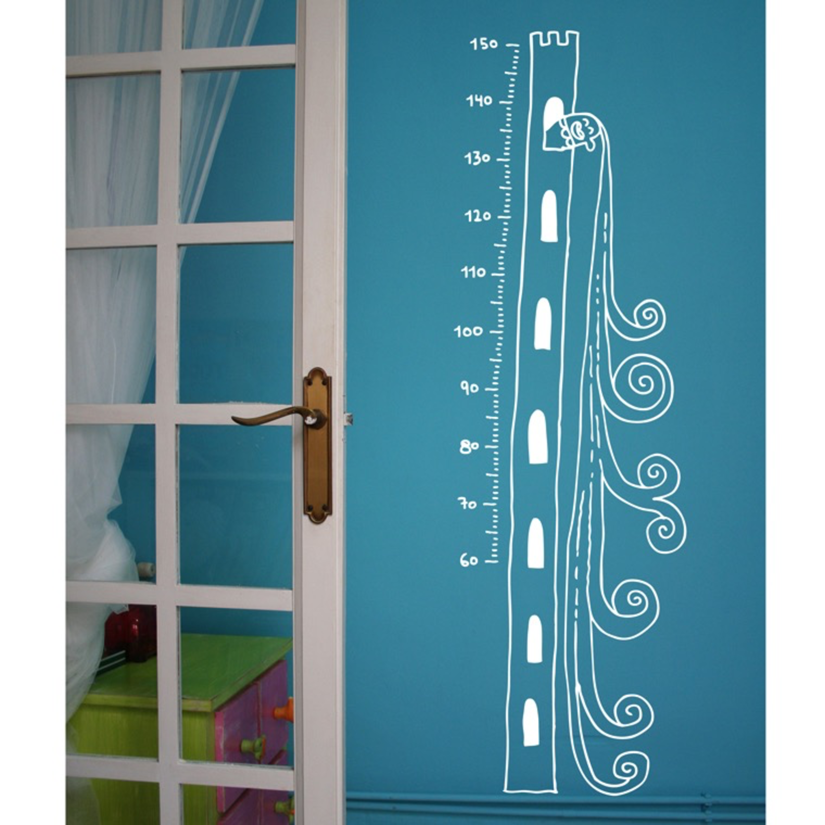 Chispum Height Growth Chart Princess Tower wall sticker 43.4x140cm