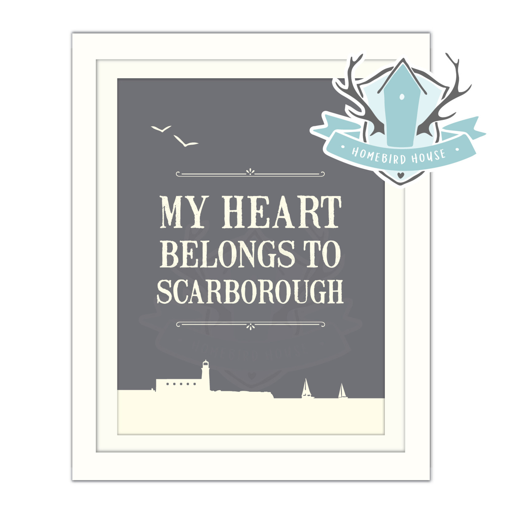 Homebird Art Homebird Extra Small TINY Print My Heart Belongs to Scarborough FRAMED