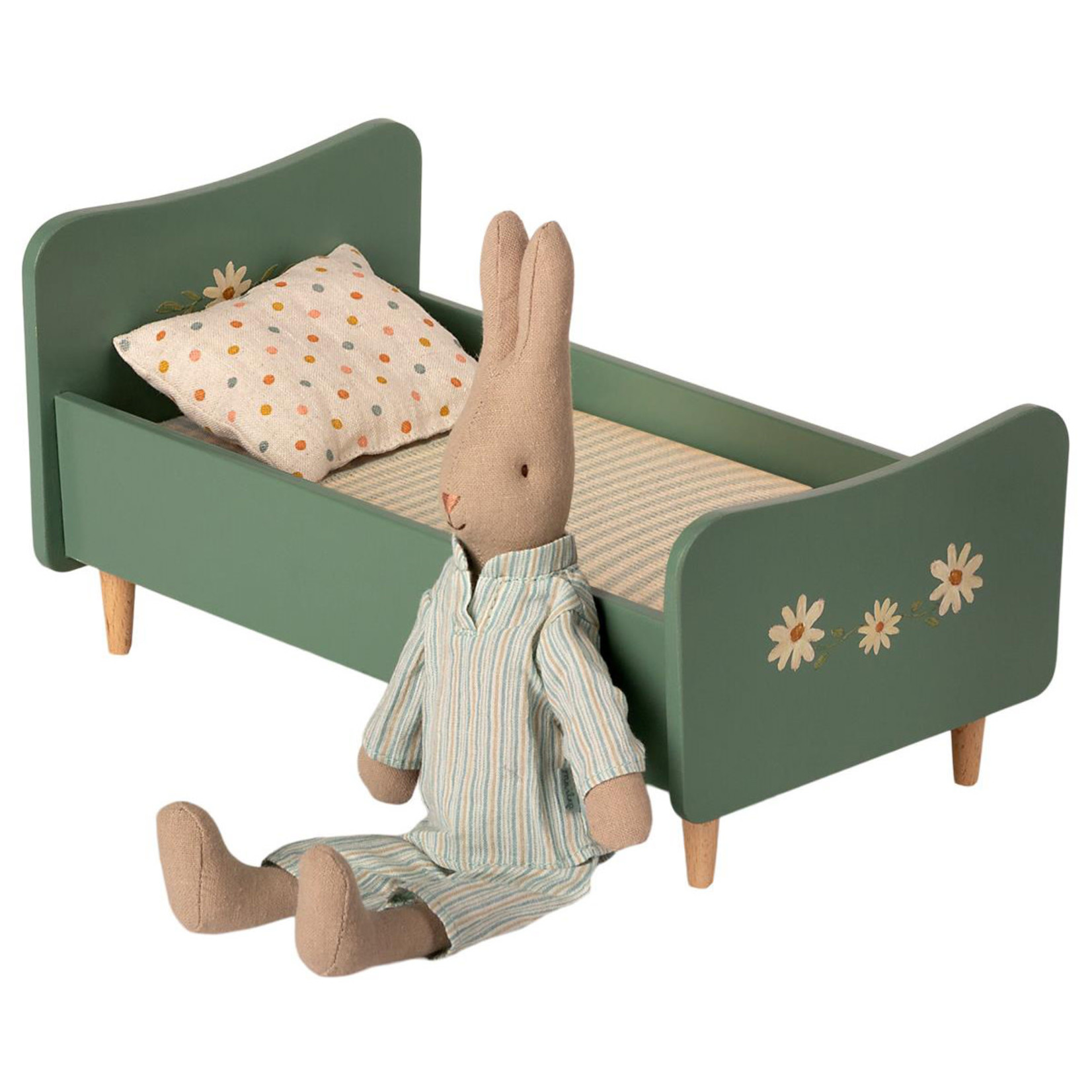 Maileg Maileg Mint Blue Wooden bed Mini