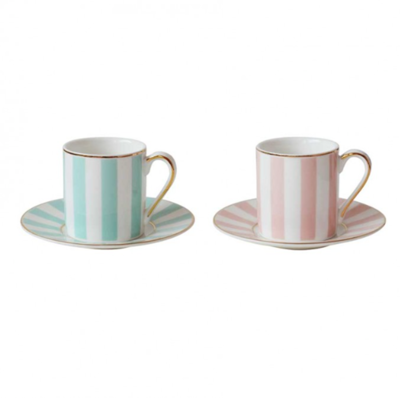 BoDuck Stripy Espresso Cups Pink / Mint Set of 2