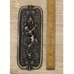 IRON RANGE Push Finger Plate CHERUB Design Ant Brass 200mm x 80mm