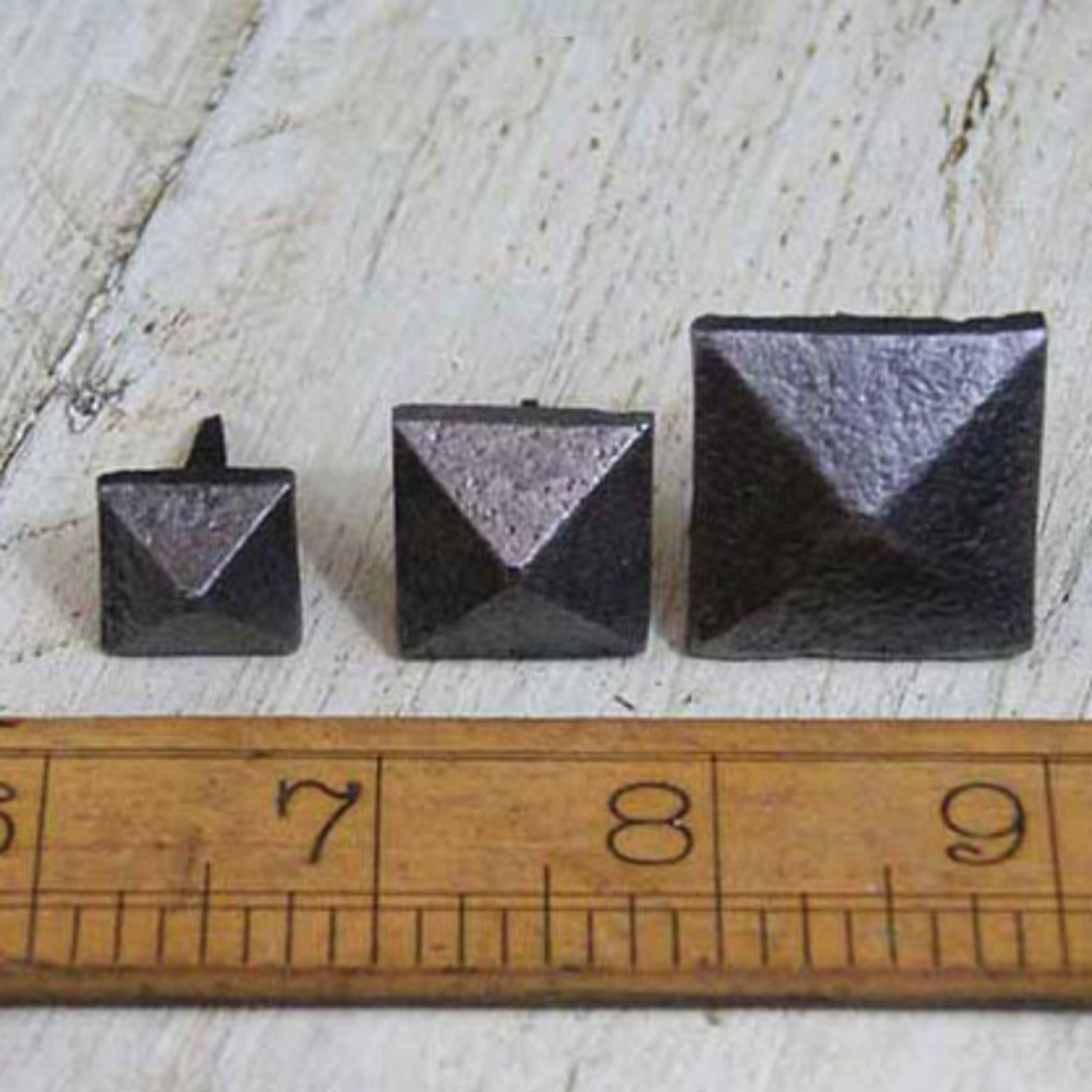 IRON RANGE Cast Iron Stud Square Pyramid Head 28mm Waxed Iron - used as a decorative door or wall stud