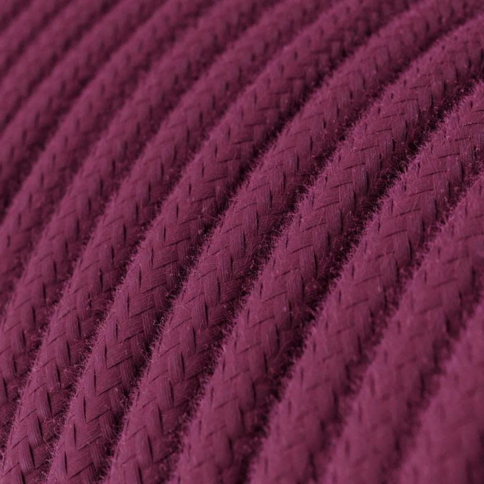CCIT Per Metre - Round Electric Cable/Flex covered by Cotton solid color fabric Burgundy