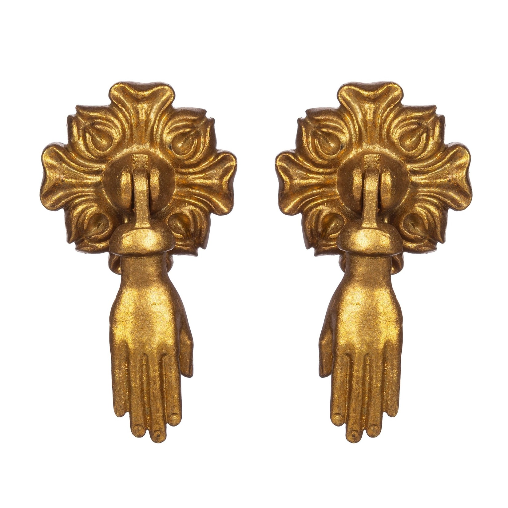 Sass and Belle SET OF 2 - Gold Hands Pendant Drawer Knobs