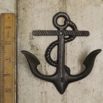 IRON RANGE Double Anchor Coat Hook with Rope - Antique Iron 130mm