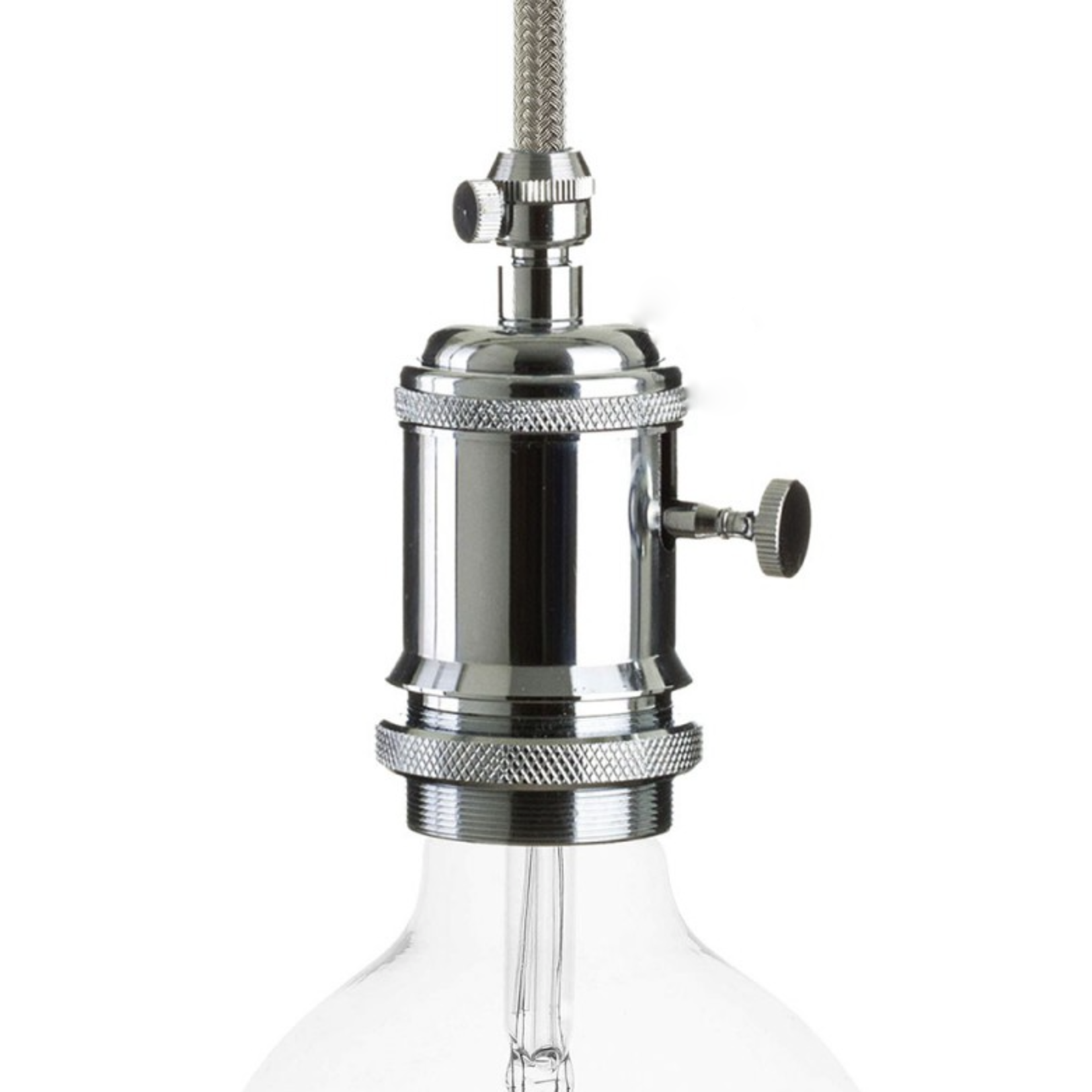 CCIT Chrome Lampholder with dial switch and cable Grip E27