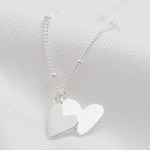 Lisa Angel Falling Double Hearts on Satellite chain necklace in silver plate
