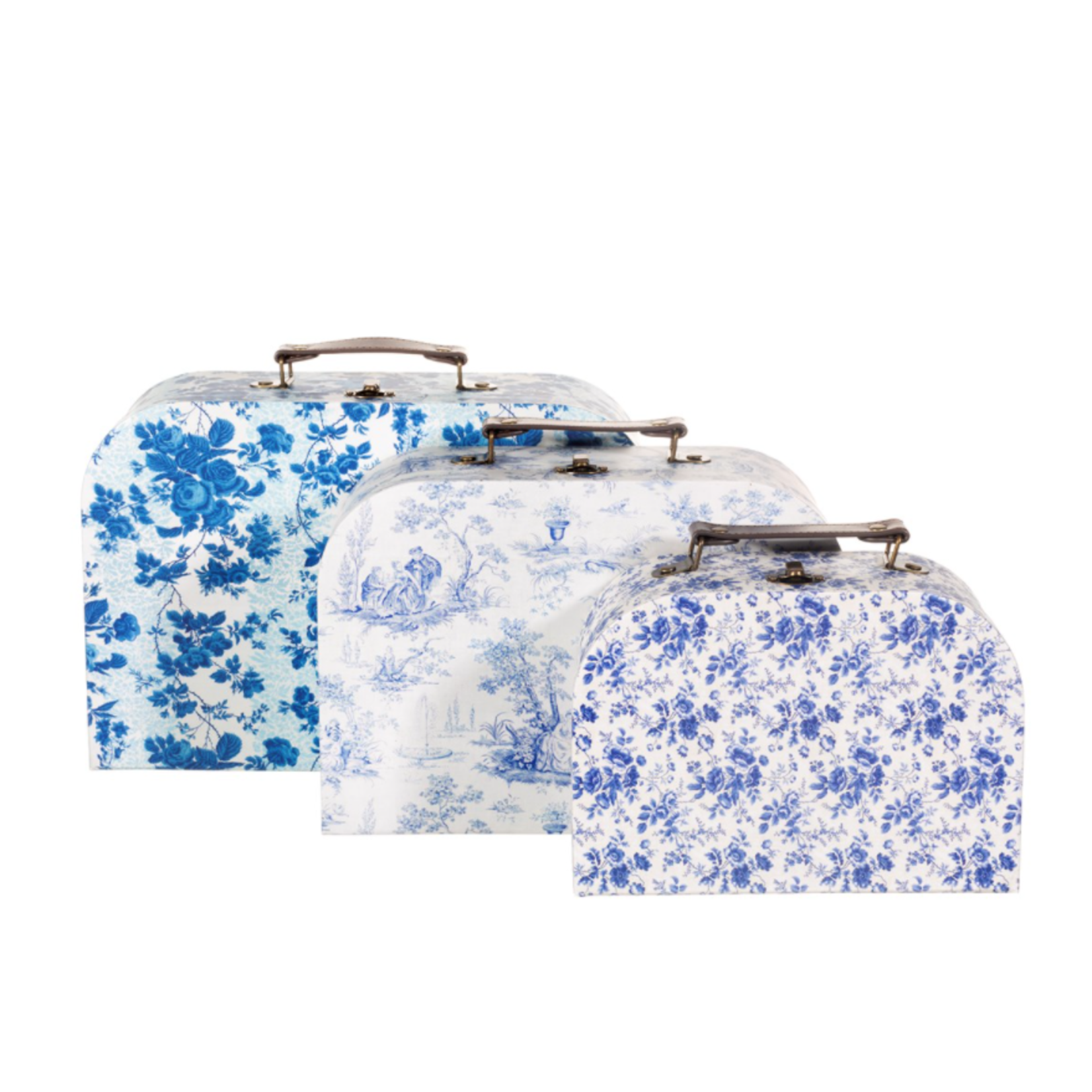 Sass and Belle .Celeste Blue and White Floral Suitcases