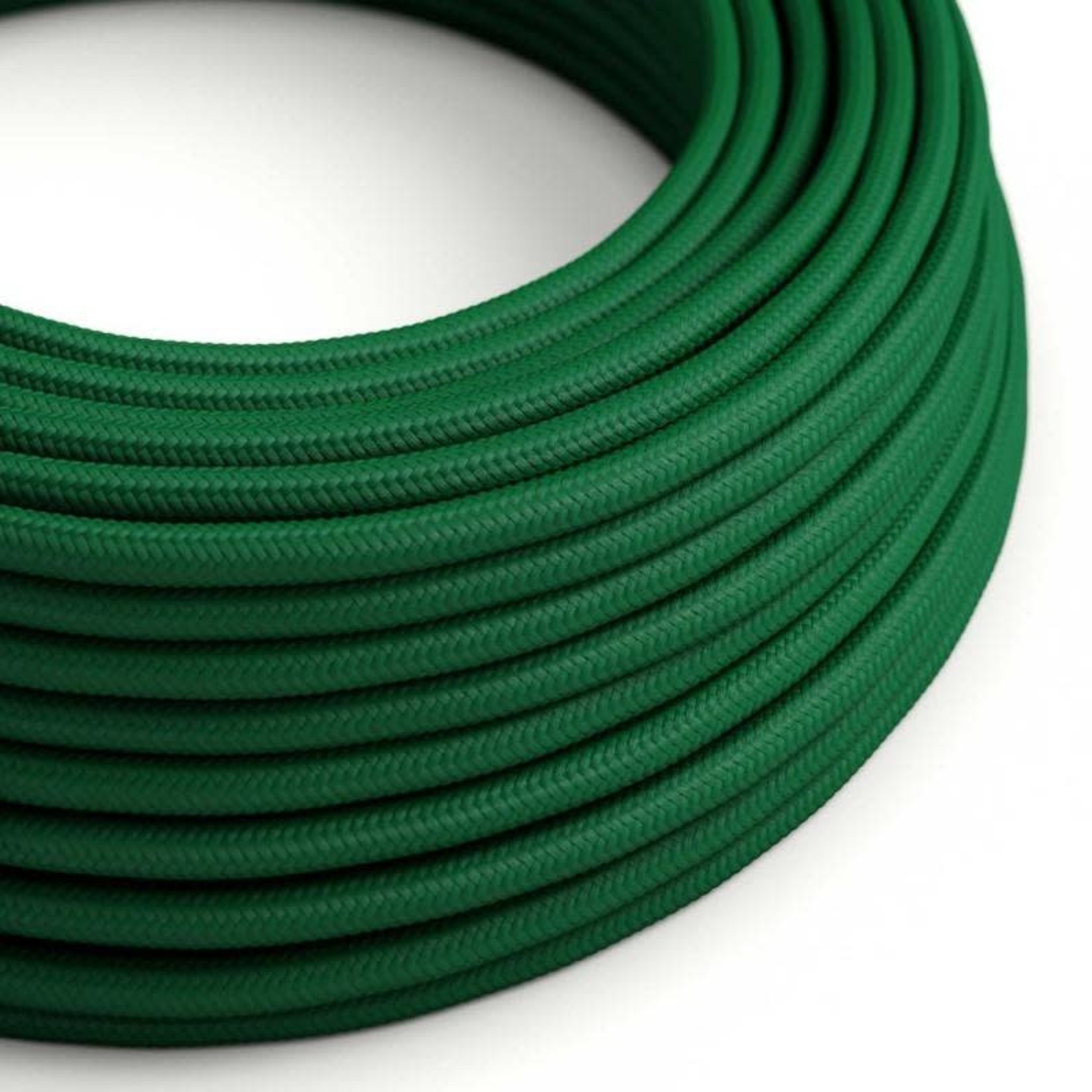 CCIT Per Metre - Round Electric Cable Flex covered by Rayon solid color fabric Dark Green
