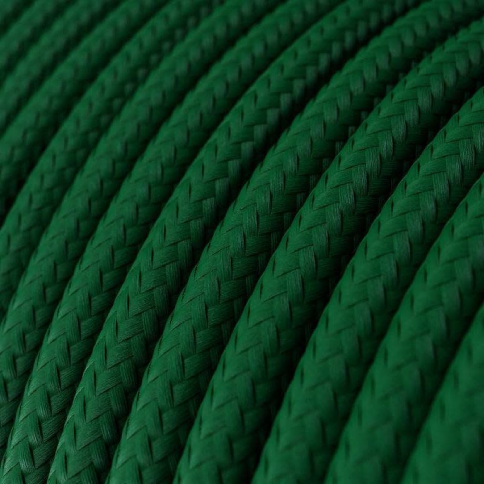 CCIT Per Metre - Round Electric Cable Flex covered by Rayon solid color fabric Dark Green