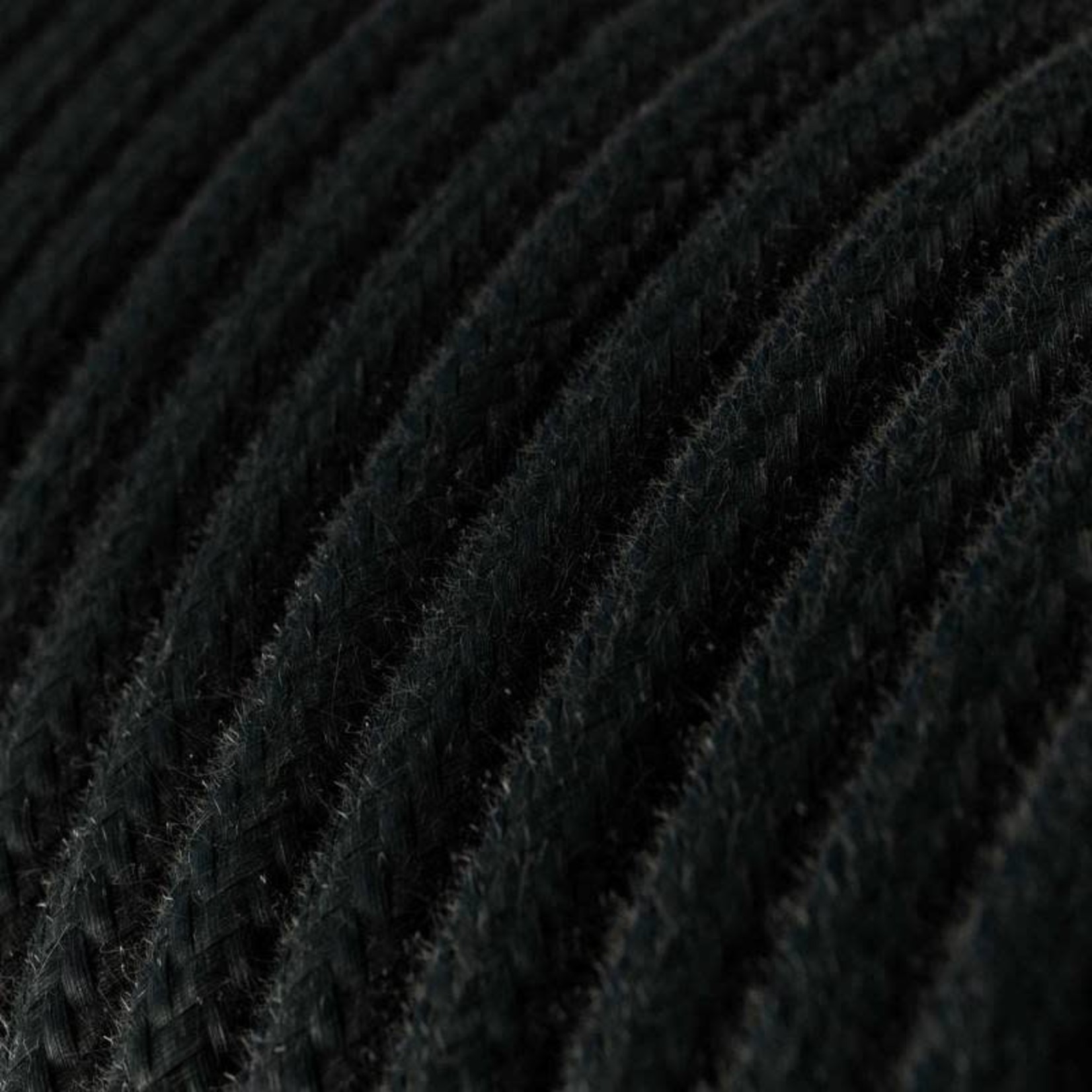 CCIT Pre Metre - Round Electric Cable Flex covered by Cotton solid colour fabric Black