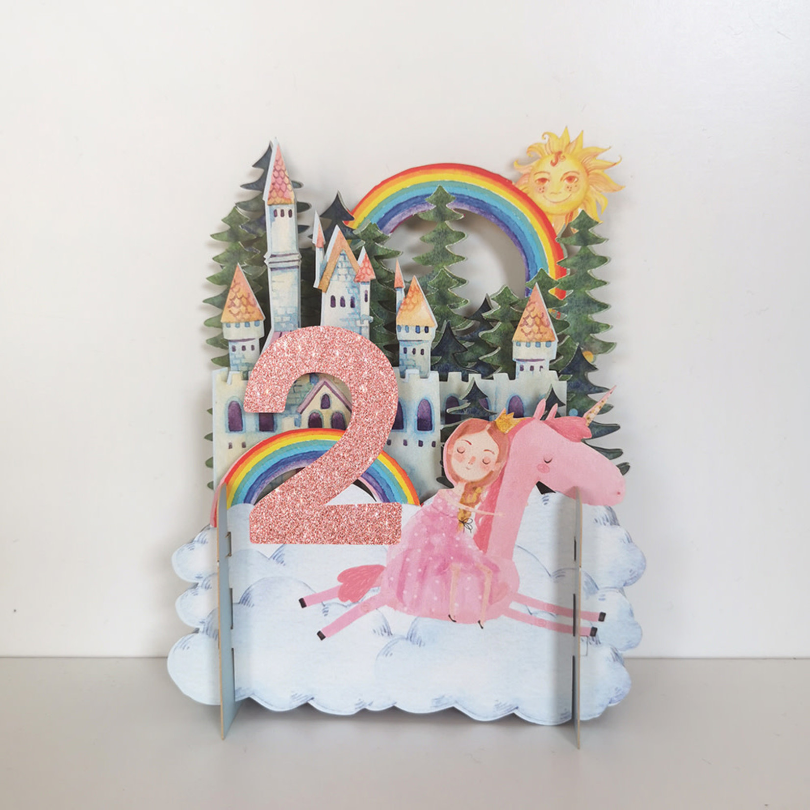 AllJoy Design 2nd Birthday Princess Pop Up 3D Card