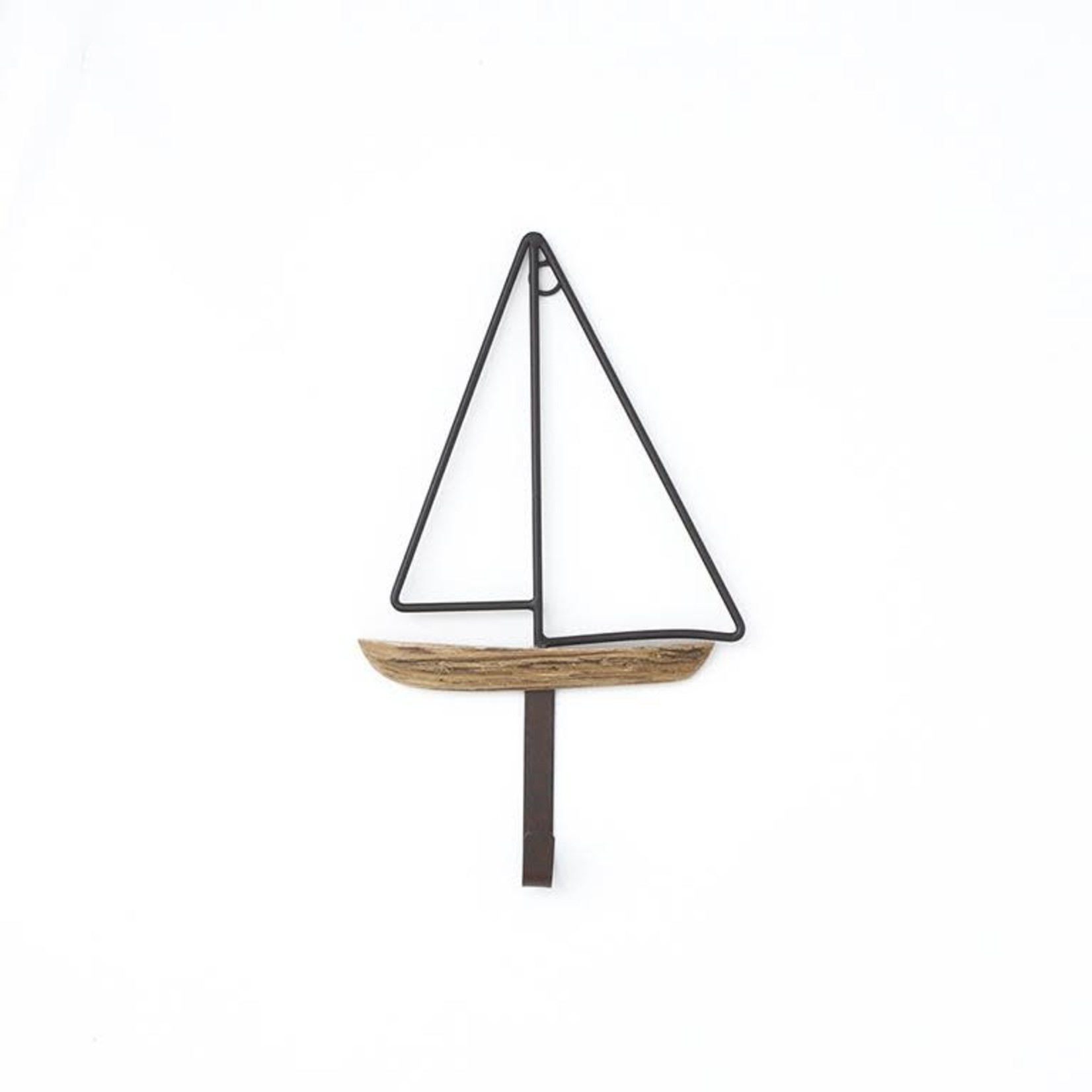 Nautical Homeware Sailboat Wall Hook Metal and Wood