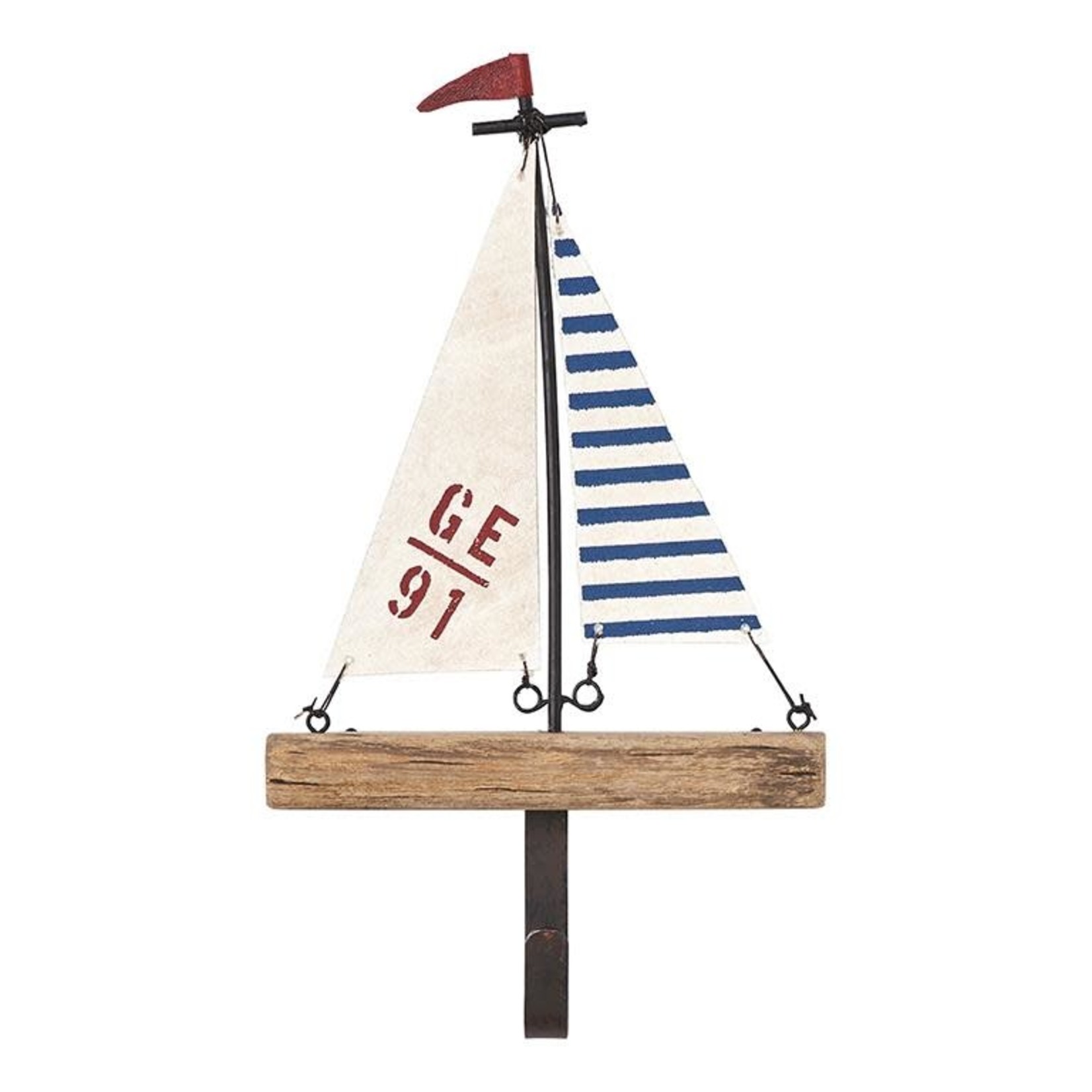 Nautical Homeware Sailing Striped Canvas Mast with Hook