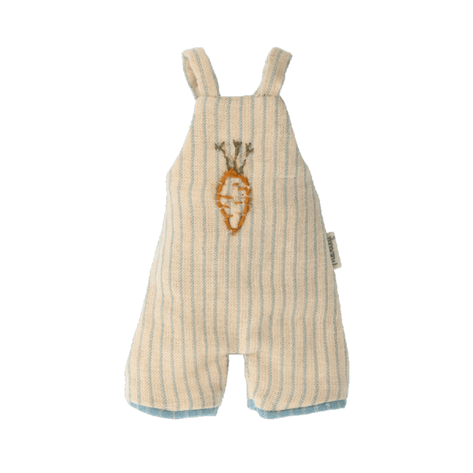 Maileg Maileg CLOTHES Cream with Blue Pin Stripe Carrot Overalls Size 1