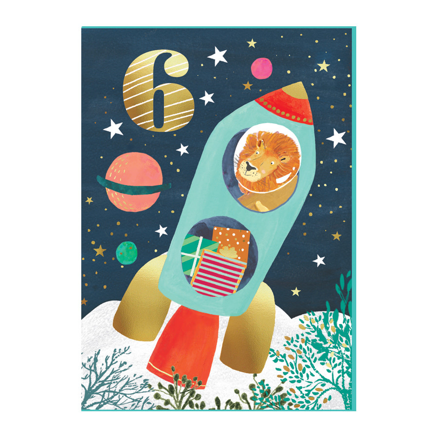 6th Birthday Rocket Card - Homebird House