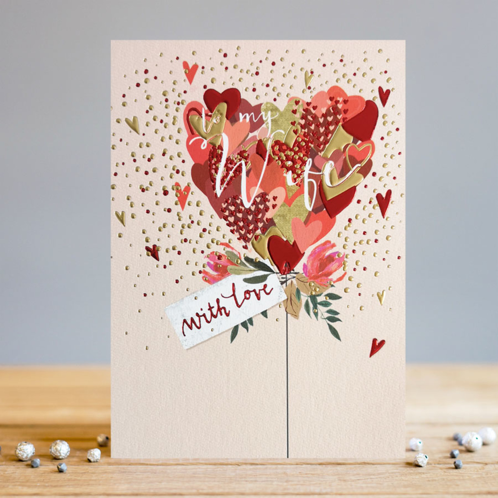 Louise Tiler Wife Hearts Balloons Card